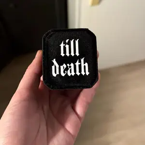 Till Death black Ring Box Goth Gothic Halloween alternative Wedding Engagement Proposal anniversary Bride or Die Ride or Die Til death do us part Bachelorette hen Party Bach Weekend bridal shower decoration bride Groom Mrs Mr gift Till Death Jewelry Box