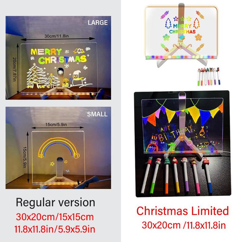 LED Light Up Acrylic Message Board Home Decor, Erasable Drawing Board Desktop Light With 7 Pen, Drawing Board, Bar Advertising Boards, LED Board, Creative Led Lighting