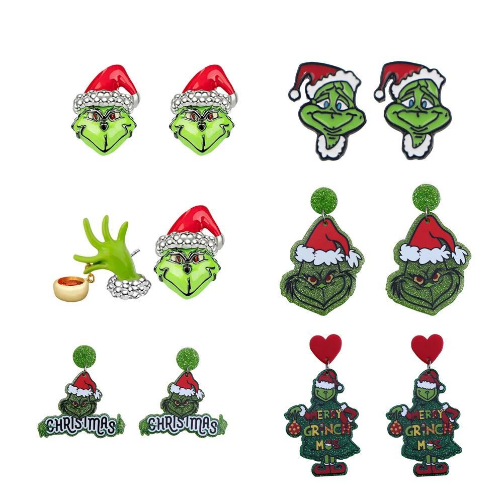 2026 Christmas Earrings Classic Cartoon Series Metal Acrylic Drop Earring for Woman Girl New Year Christmas Party Gift