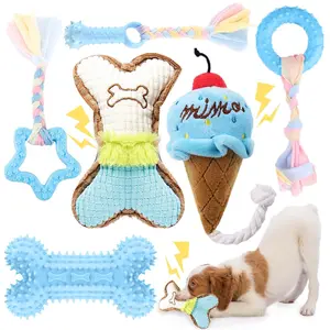6 Pack Puppy Teething Toys ,Small Breed Dog Chew Toys with Rope Cute Plush Squeaky Dog Toys ,Soft Rubber Puppy Toys ,Set for Cleaning Teeth Interactive Pet Doggy Bone Toys