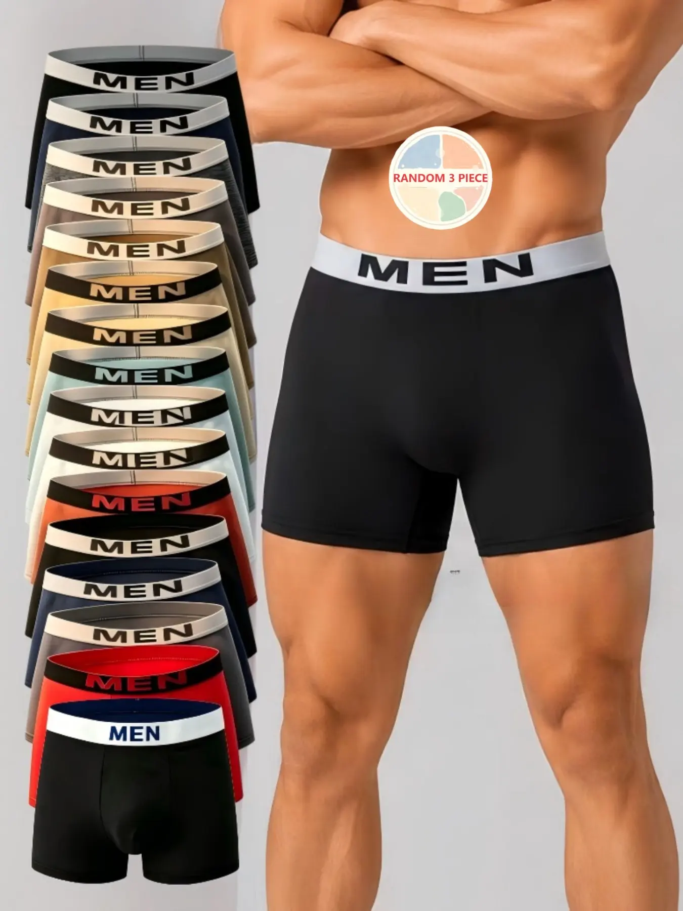Randomly send 3 pieces of men's boxer shorts, made of comfortable and soft high-quality fabric, suitable for daily wear and fitness activities, with quality far exceeding similar products!