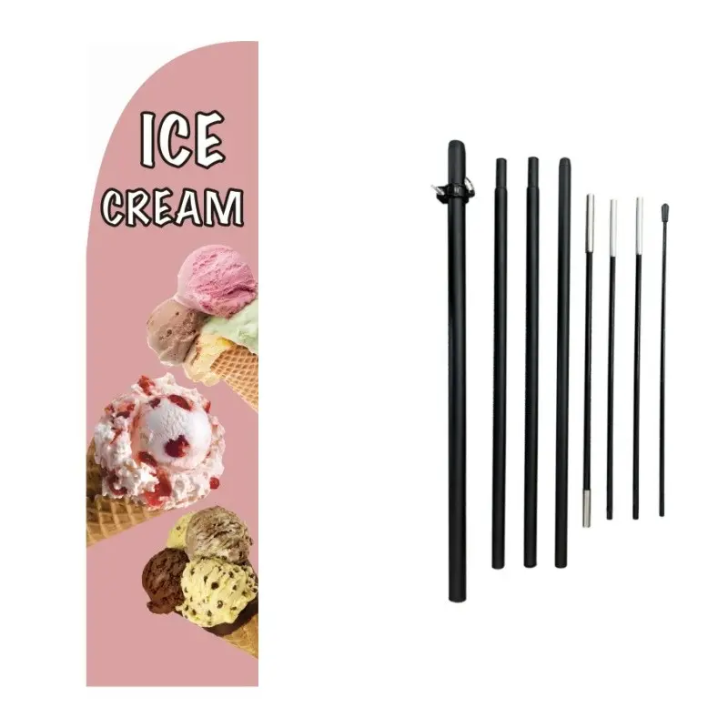 Ice Cream Feather Swooper Flag, 11 Ft Feather Flag with Pole , Advertising Banner Sign for Ice Cream Business