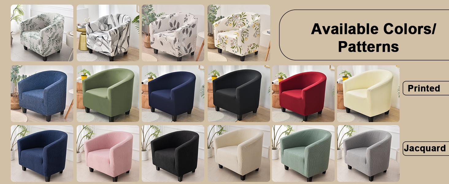 CRFATOP Soft Club Chair Slipcover Stretch Barrel Chair Covers Printed Tub Chair Slipcovers Round Couch Covers Spandex Armchair Sofa Cover Removable Furniture Protector for Living Room,C02