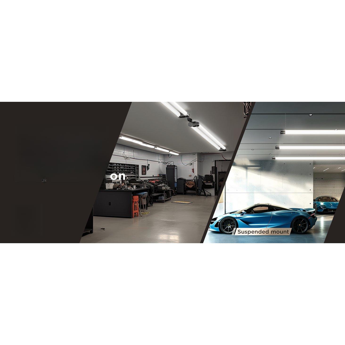 LED Shop Light, 4ft, Utility, Black, Frosted, Plug & Play, 4500 Lumens