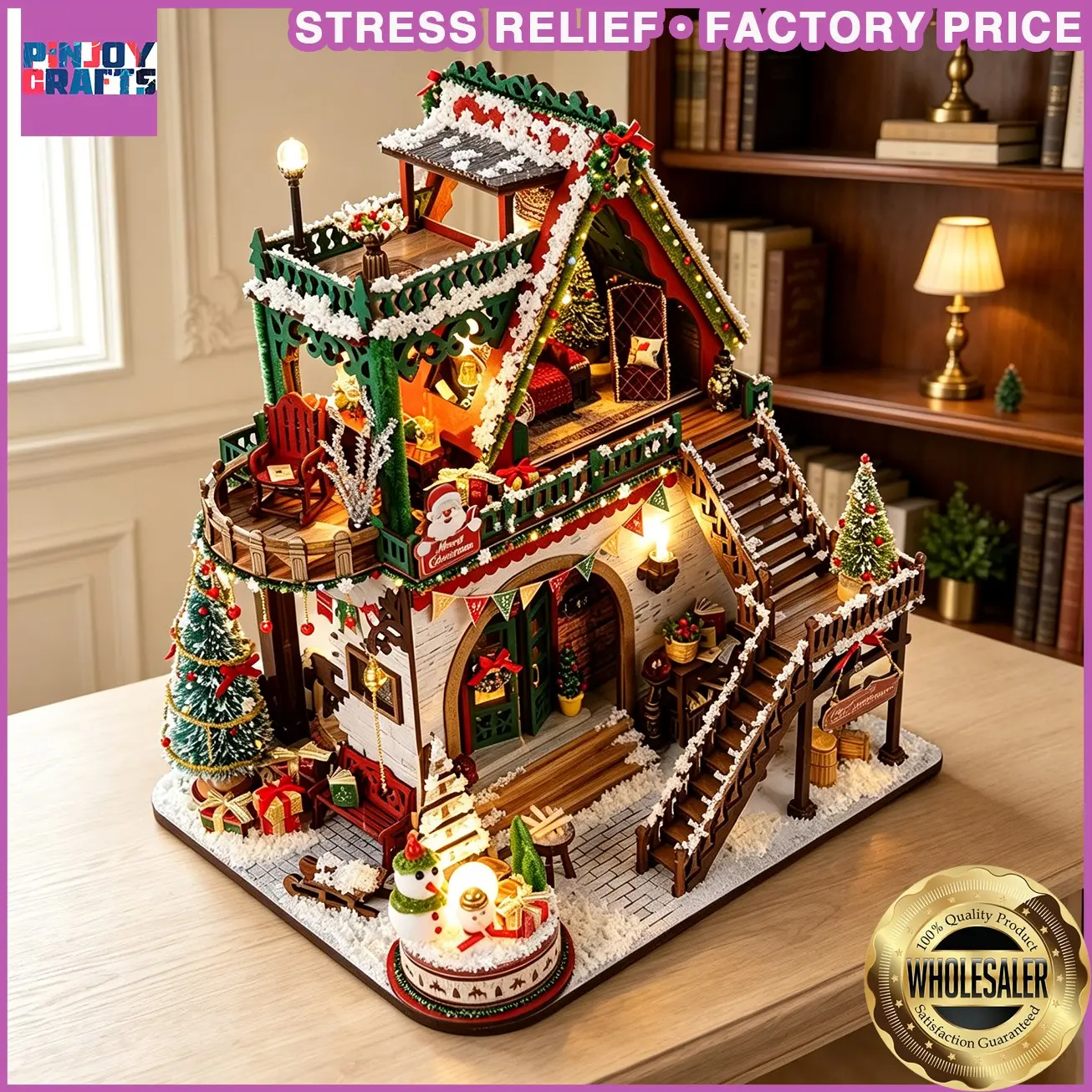 Christmas Theme Wooden House DIY Kit, 3D Miniature Home Decor, Handmade Model Building Set for Teens and Adults, Perfect Gift for Craft Lovers