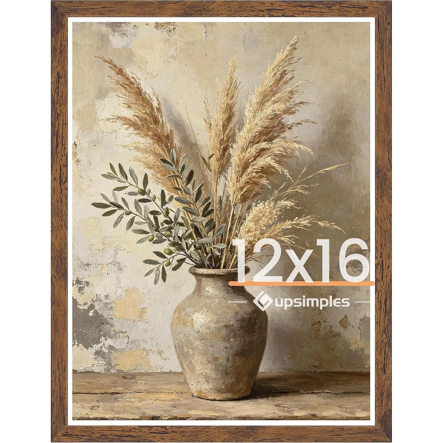 12x16 Picture Frame, Wood Poster Frames, Rustic Brown 1 Pack