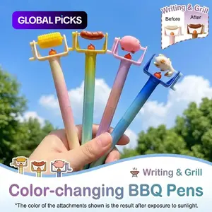 UV Color Changing BBQ Pens 4-Pack, Fun Grill Roller Novelty Pens, Cute Kawaii Writing Pens, Perfect for Parties and Gifts #GLOBAL PICKS