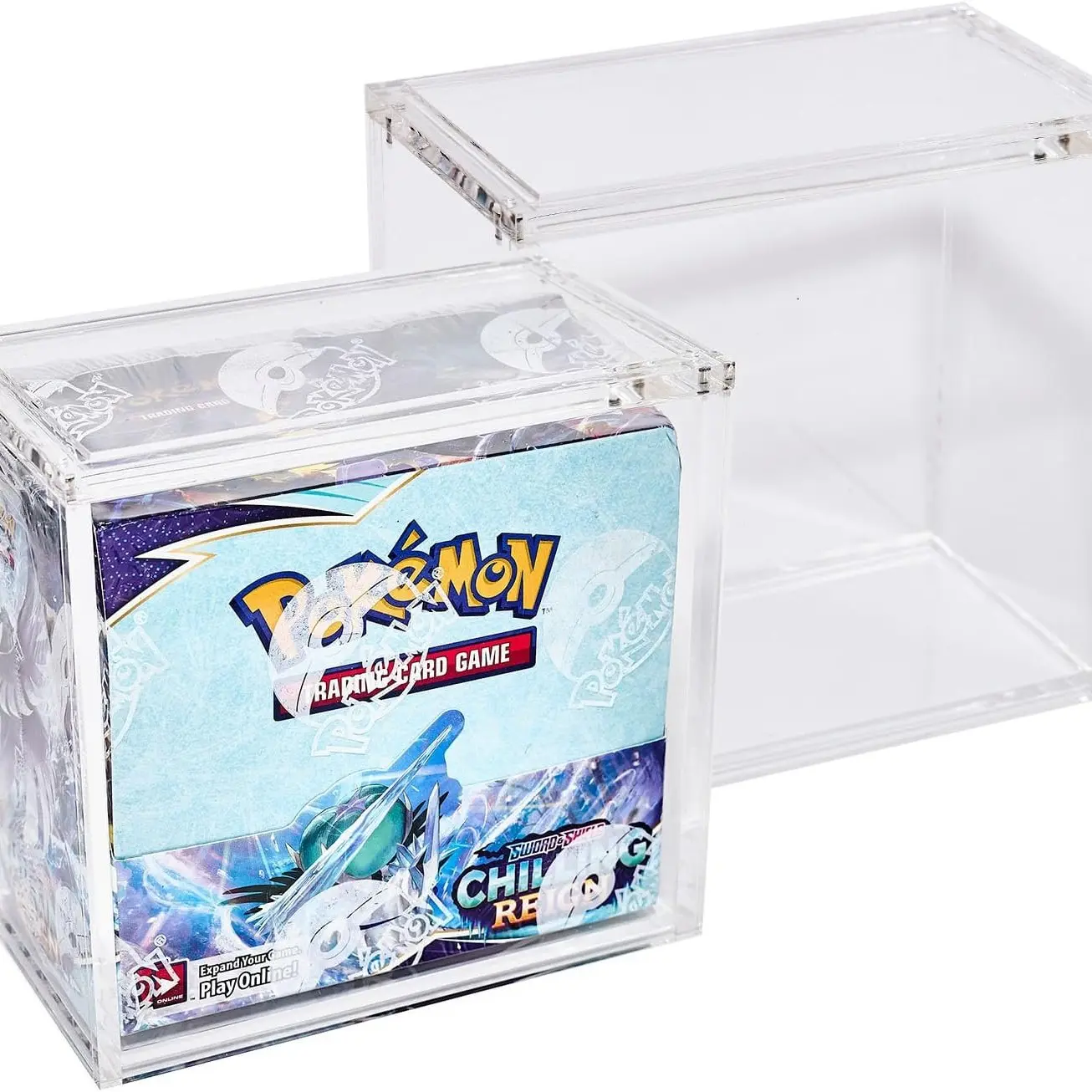 Booster Box Protective Case, Trading Card Storage, 5mm Acrylic Material for Display, Transparent Magnetic Design with Top Opening for Easy Storage