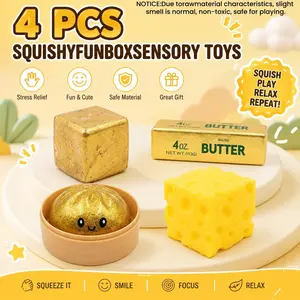 4-Pack Soft Squishy Toys, Mixed Slow & Fast Rebound Silicone Toys, Assorted Styles, Perfect Gifts for Kids' Day, Father's Day, Teacher's Day, Birthdays & Parties summerwins