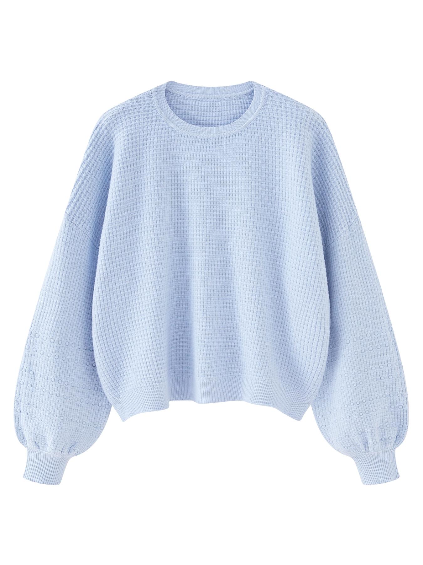 Women's Oversized Lantern Sleeve Crew Neck Pullover Sweater, Casual Loose Knit Jumper Top, Autumn & Winter Clothes