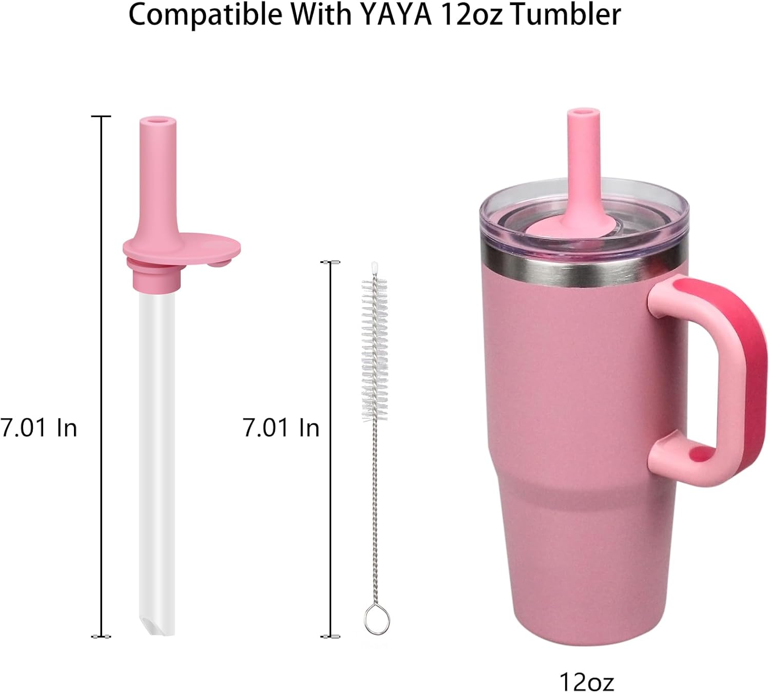 Replacement Straws Compatible With YAYA 12oz My First Travel Tumbler, 4 Pack with 1 Brush (4 Colours)
