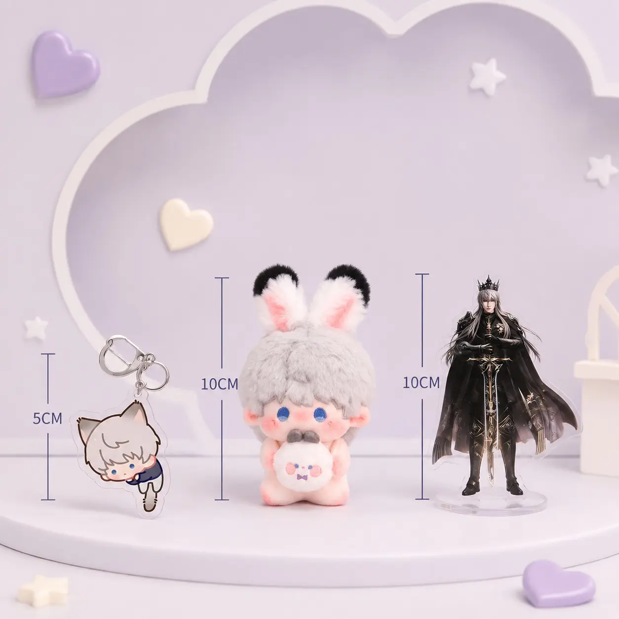 3-Piece Set love and deep space Xavie Plushie + Stand + Keychain, Collectible Anime Soft Toy, Desk Decor, Party Gift for Teens, Anime Fans
