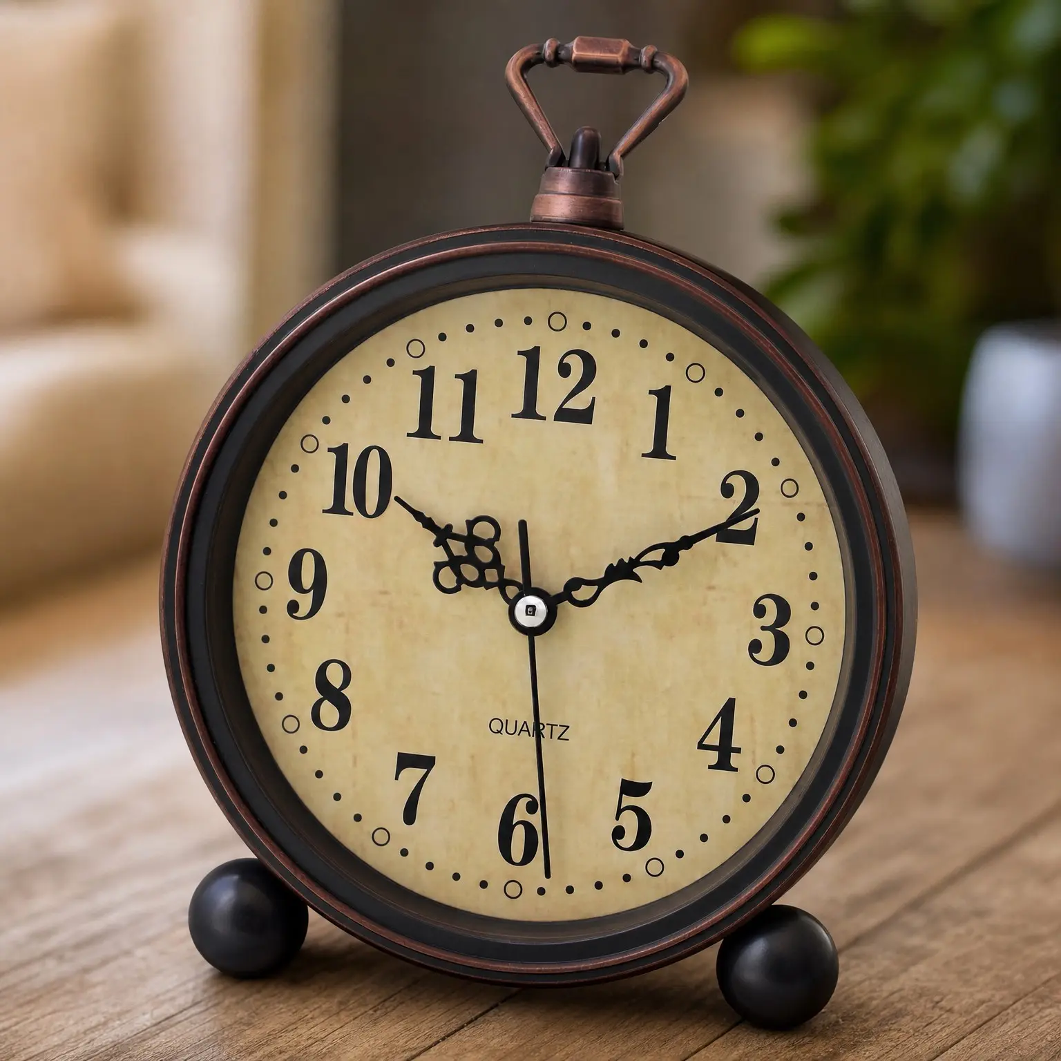 Vintage Analog Alarm Clock - Small 5.25 Inch Classic Silent Desk Clock with Night Light, Battery Powered Table Clock for BedroomGift
