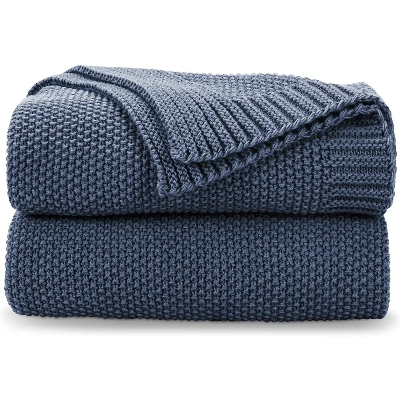 Dusty Blue Seed Stitch Throw Blanket 50"x60", Farmhouse Decor | Blanket for Couch, Soft Cozy Cable Knit Throw for Bed Sofa Living Room, Lightweight Warm Decorative Christmas Blanket
