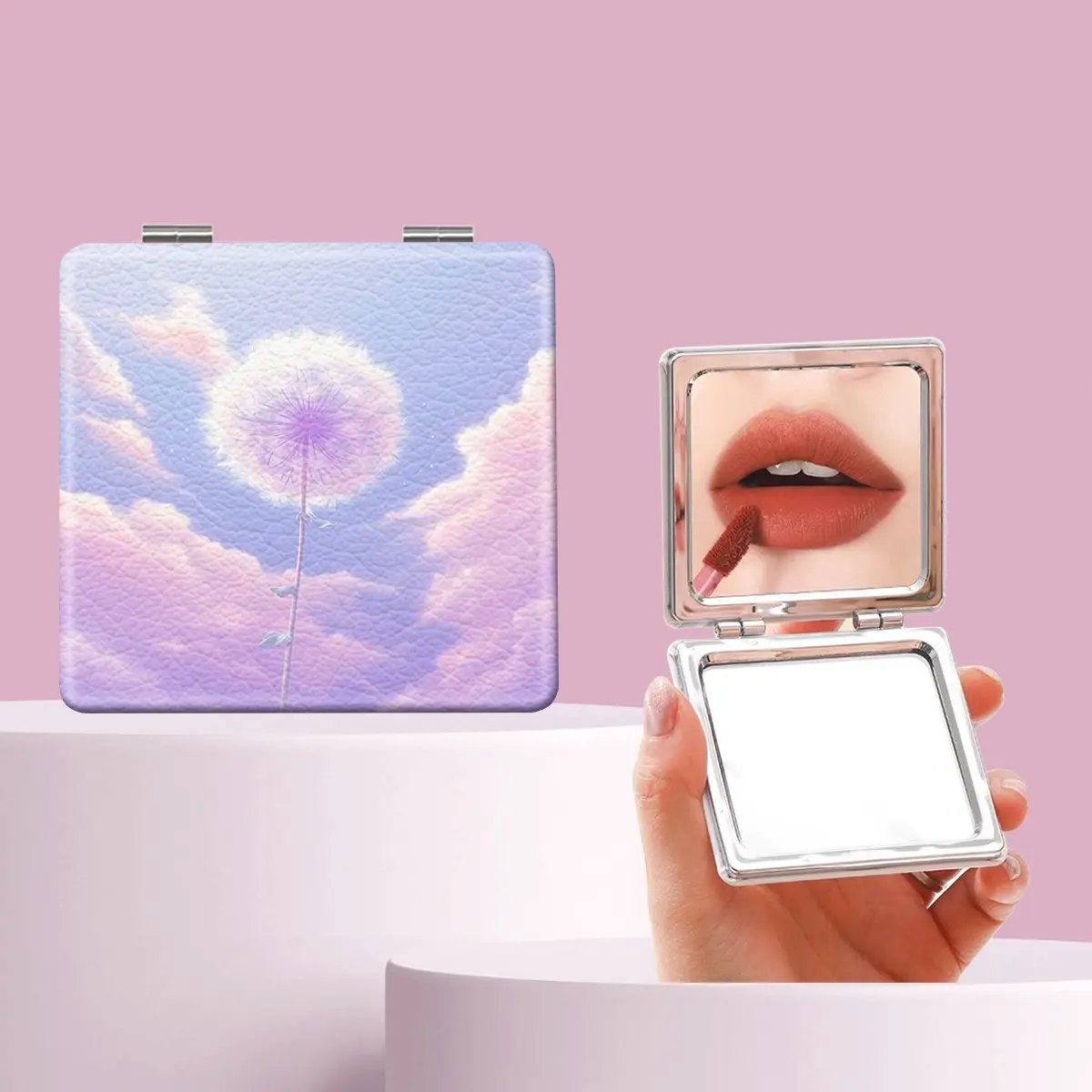 Dreamy Sky Dandelion Makeup Mirror, Foldable Mini Handheld Mirror, Perfect for All Occasions, Ideal Gift for Friends and Family