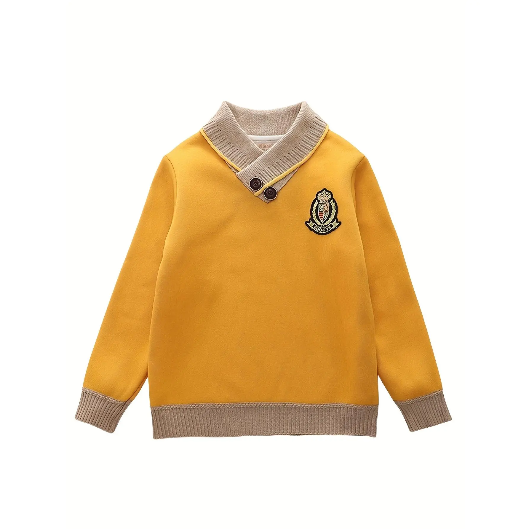 Boys Lined Thickened Knit Sweater for autumn and winter, single piece long sleeve pullover suitable for toddlers and older kids. Warm soft knit top, easy-match daily outerwear for indoor home wear, casual outings and different outdoor activities on chilly