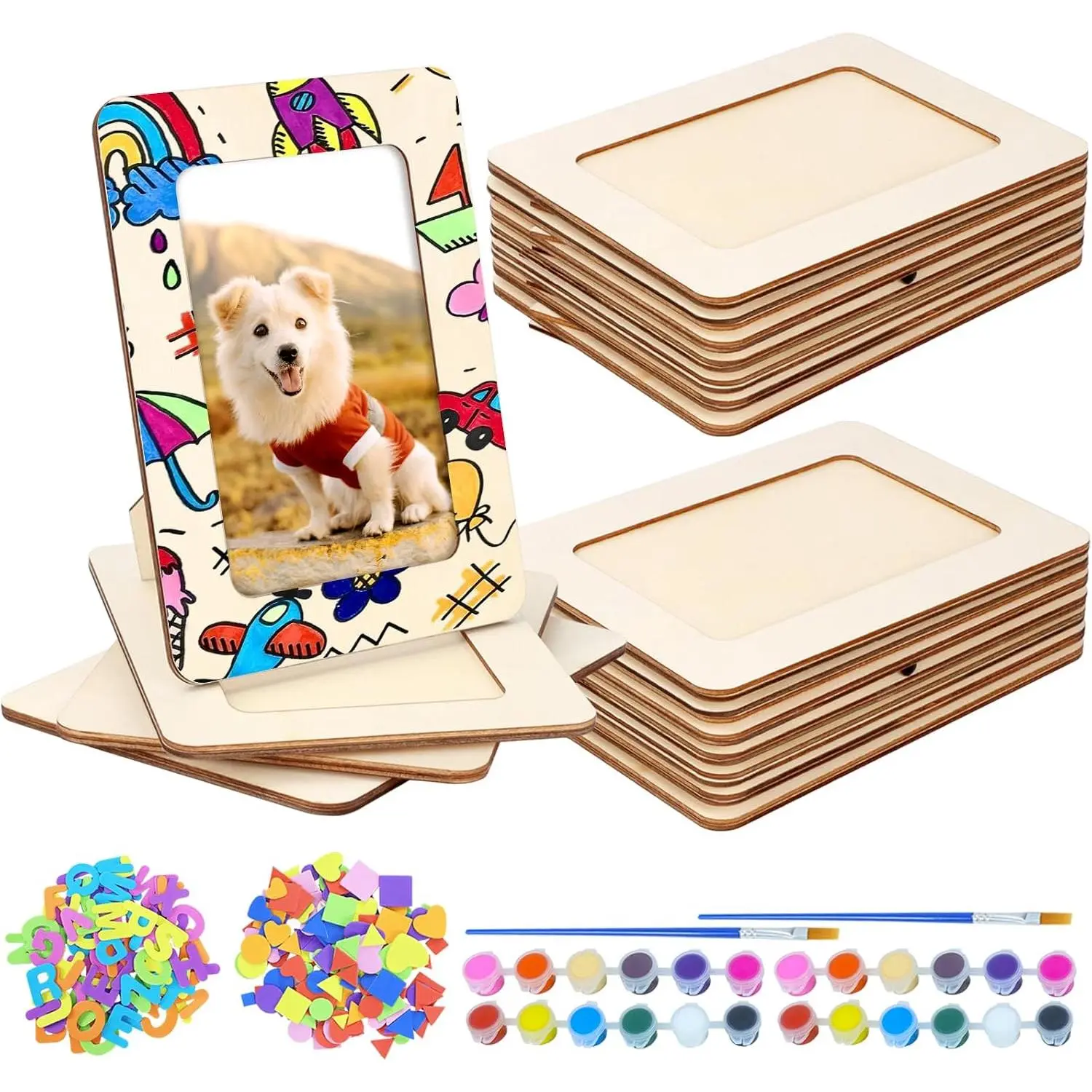 18 Pack Wooden Picture Frames for Crafts, DIY  Picture Painting Frames Kit for 4" x 6" Photos,Unfinished Standing Photo Frame DIY Wooden Craft for Art Projects Birthday Gifts