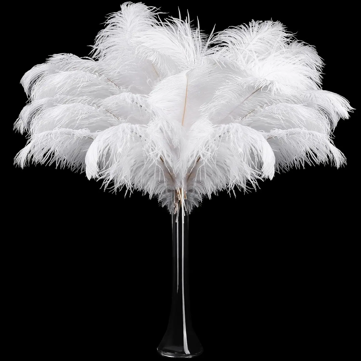 50 Pcs 14-16 Inches Large Natural Ostrich Feathers Bulk for Centerpieces for Wedding Party Centerpieces Home Decoration Flower Arrangement (White)