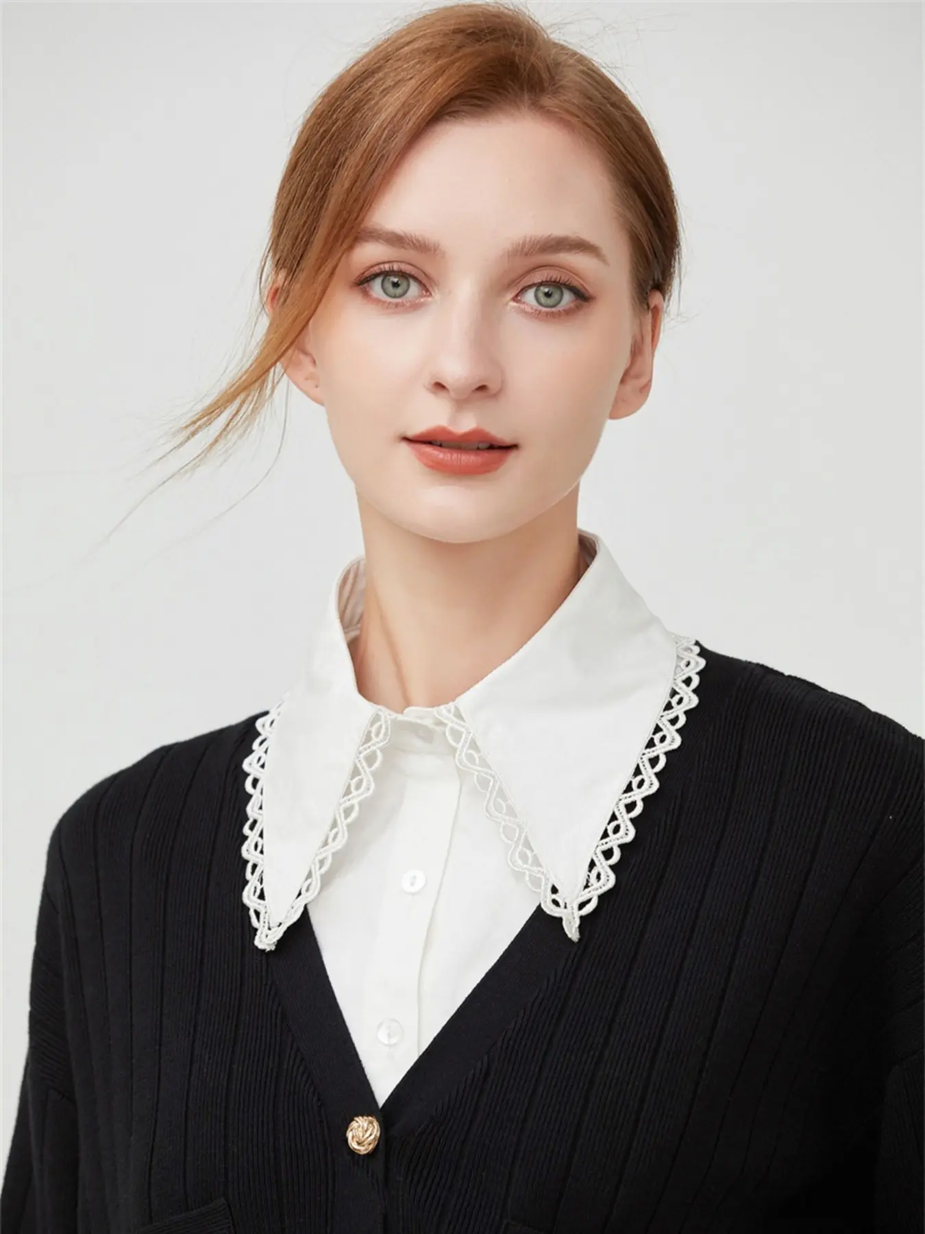 Flounce Fake Collar Versatile Fall Winter New Arrival Base Layer Fake Shirt Collar, Large Pointed Fake Neckwear for Stylish