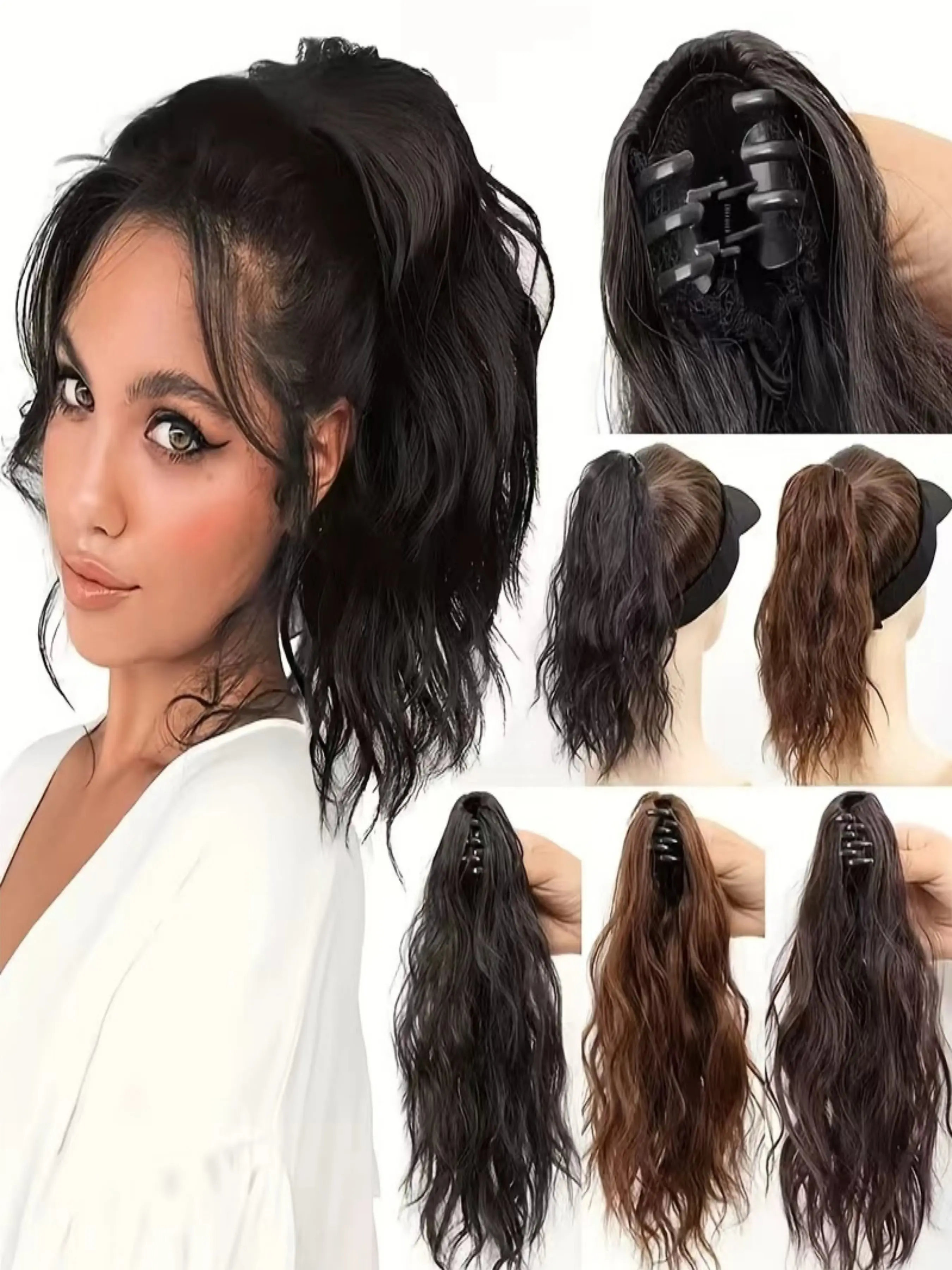 1Pc 12 Inch Claw Clip Curly Ponytail Wig, French Lazy Style Volumizing Hair 4 Color Options Firm Non-slip Claw 3-step Installation, Hair Accessory For Women Daily Commute Photoshoot Easter Thanksgiving Holiday Styling