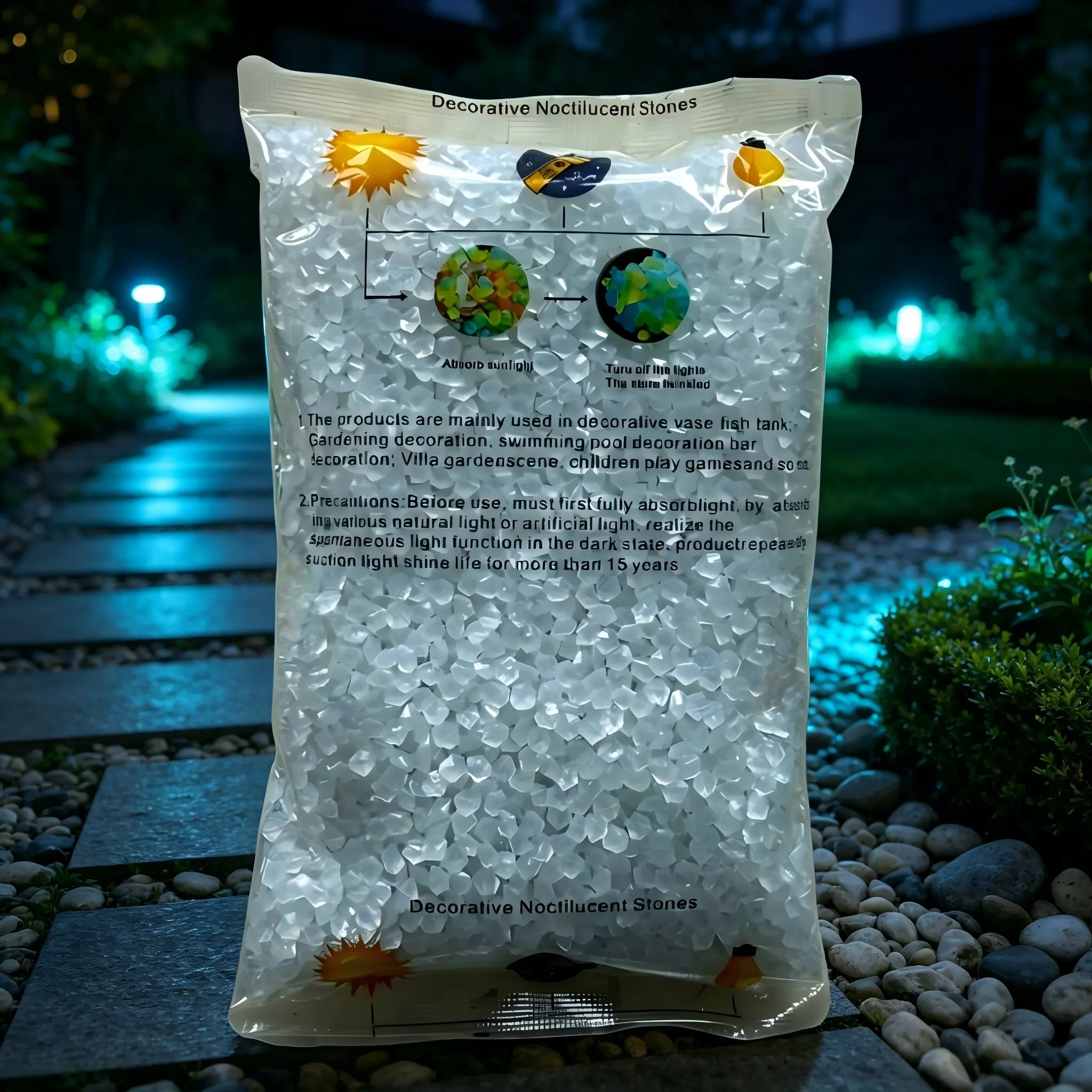 10,000 Glow Stones, Colorful Night Light Decorative Stones, Outdoor Fluorescent Stones, Garden Party Festival Decoration Stones, Versatile, Garden Supplies