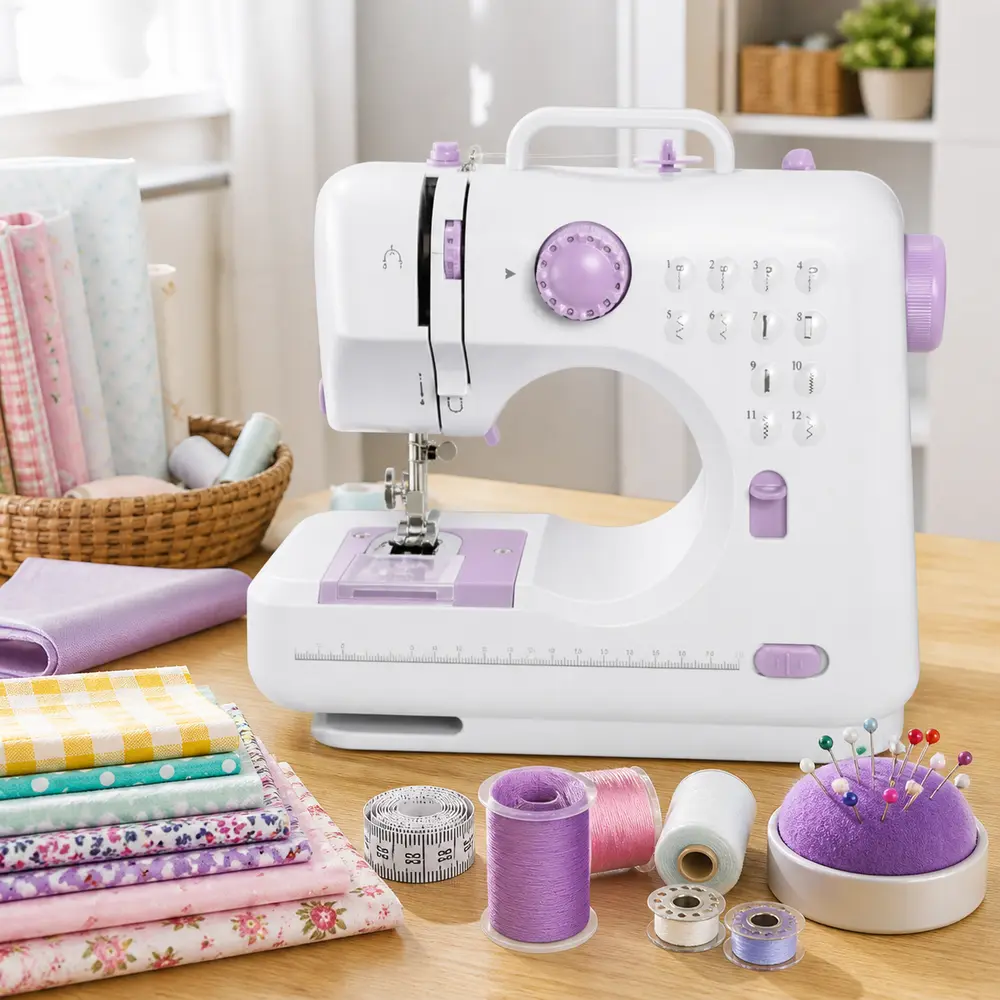 Compact Electric Craft Sewing Machine - Built-In Stitches, Button Switch, Simple Operation, Foot Pedal for Craft Lovers