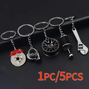 Creative Car Enthusiast Keychain Gift Set, Lightweight Keychains with Piston, Turbine Wheel, Gear Shifter & Shock Absorber Designs, Stylish Keychain, Car Key Ring