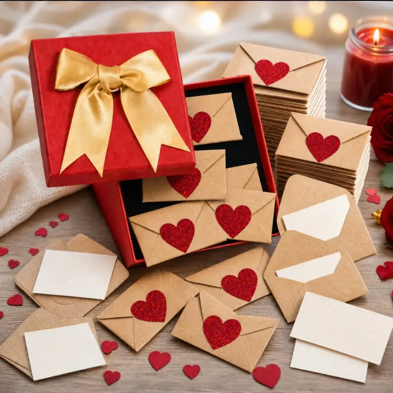 Homemade heart stickers for envelopes, Valentine's Day gift card, a little love note for him or her