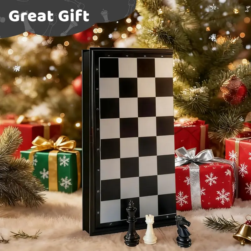 Travel Folding Magnetic Chess Set, 9.8 Inch (25cm) Portable Foldable Chess Board Game, Compact Magnetic Chess Pieces for Adults Kids Travel Camping Trip