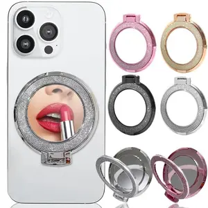 Glitter Mobile Phone Holder Ring Grip Round Mirror Cellphone Mount Stand for iPhone Samsung Universal Phone Kickstand