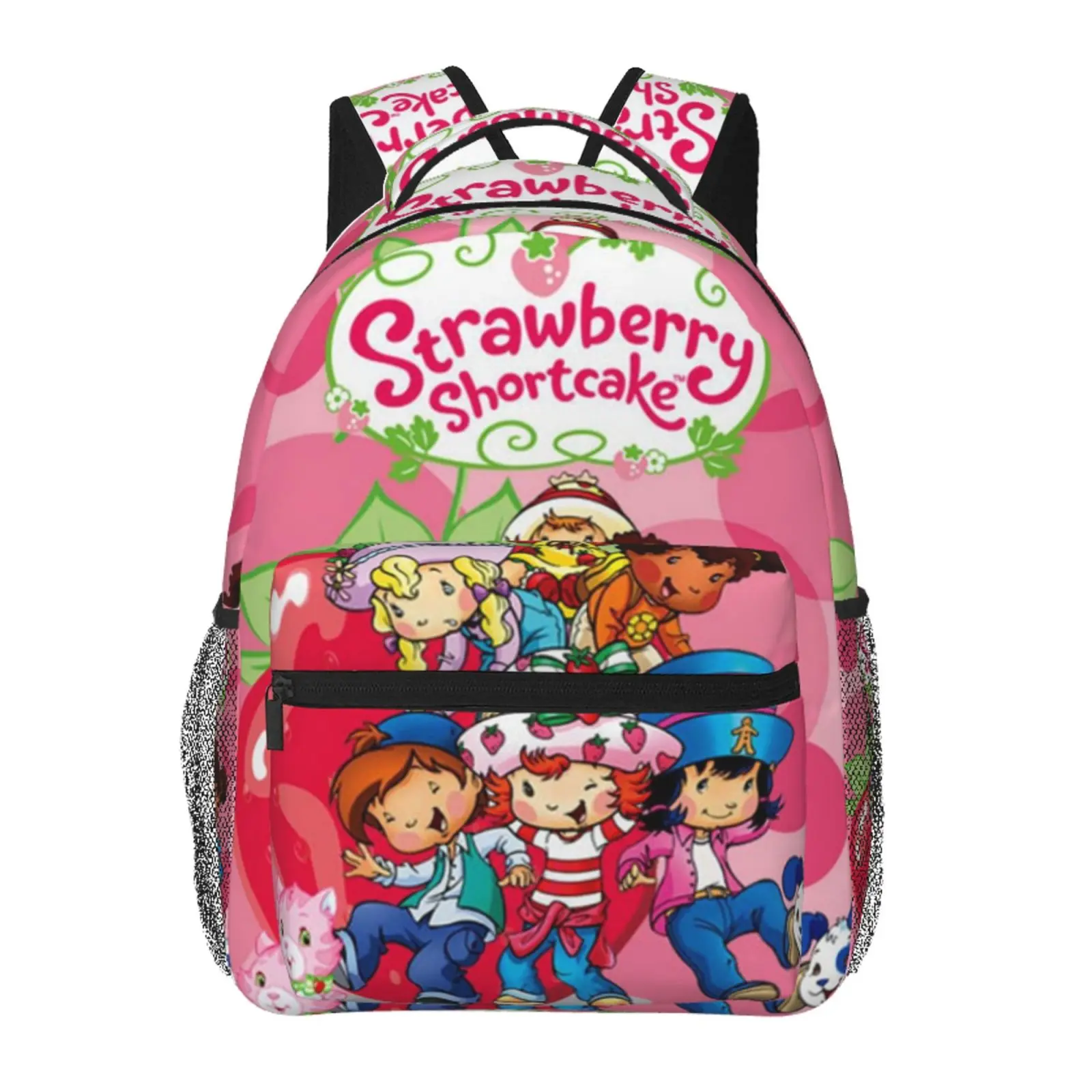 Anime Backpack Strawberry Shortcake1 School bag Cute Girls Boys Teens Backpacks Kawaii Kids Lightweight backpack with adjustable straps Bookbag with for office travel bag