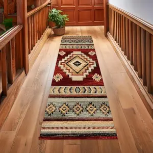 Southwest Indian Runner, Native American Pattern Long Carpet for Corridor, Bohemian Home Decor Rug