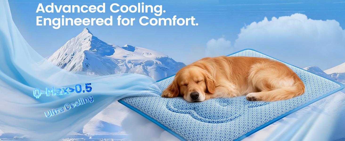 Dog Cooling Mat, Thick Cooling Mat for Extra Large Dogs with PCM & Thermochromic Tech, Dual-Sided Durable Waterproof Cool Dog Bed Mat, Q-Max>0.5, Machine Washable, Non-Toxic - XL(31" x 43")