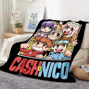 1-Pack Cash Nico Anime Soft Flannel Blanket - Machine Washable, Suitable for Beds, Sofas, Dormitories, and Camping |   Comfortable Cash Nico Pattern |   Durable Fan Must-Have