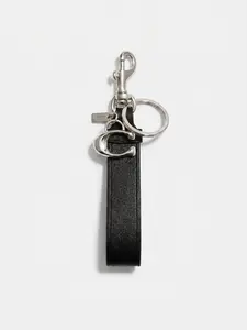 Leather Keychain with Metal Letter Charm, Black Strap Key Ring Holder, Detachable Lobster Clasp, Stylish Bag Accessory for Daily Use, Gift for Men & Women