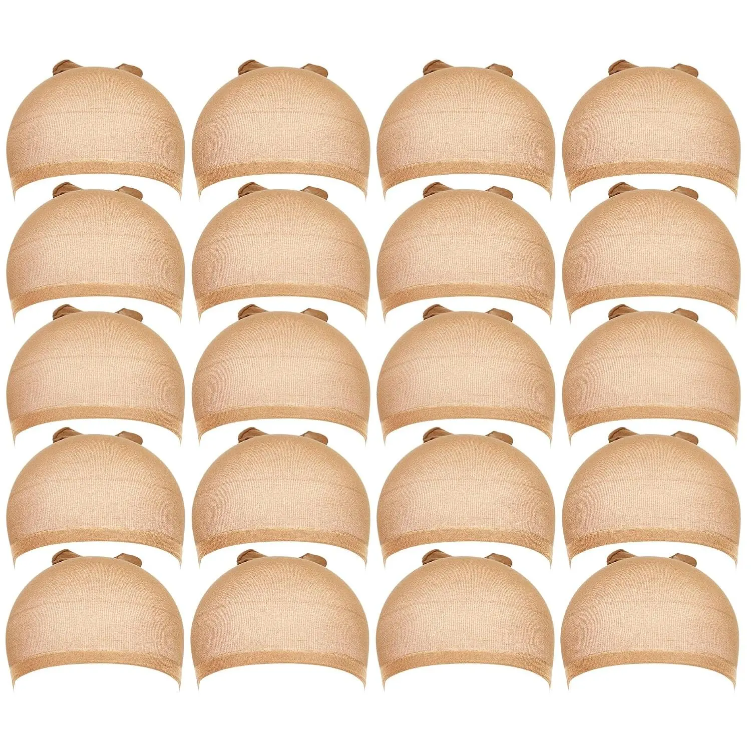 Wig Cap, 20 count Stocking Caps for Wigs, Tan Wig Cap for Women, Stretchy Nylon WigCap Beige