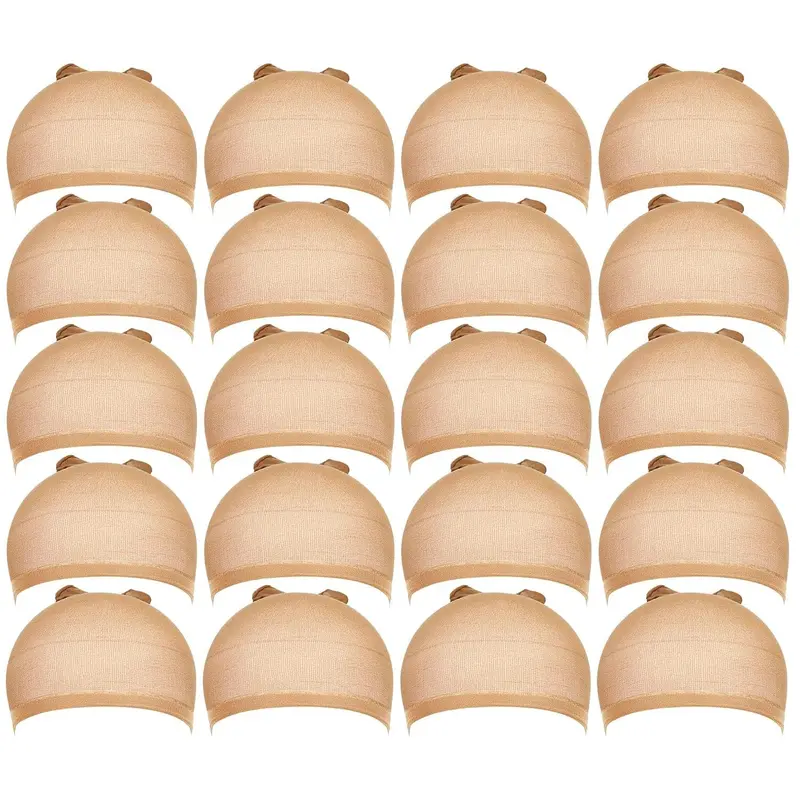 Wig Cap, 20 count Stocking Caps for Wigs, Tan Wig Cap for Women, Stretchy Nylon WigCap Beige