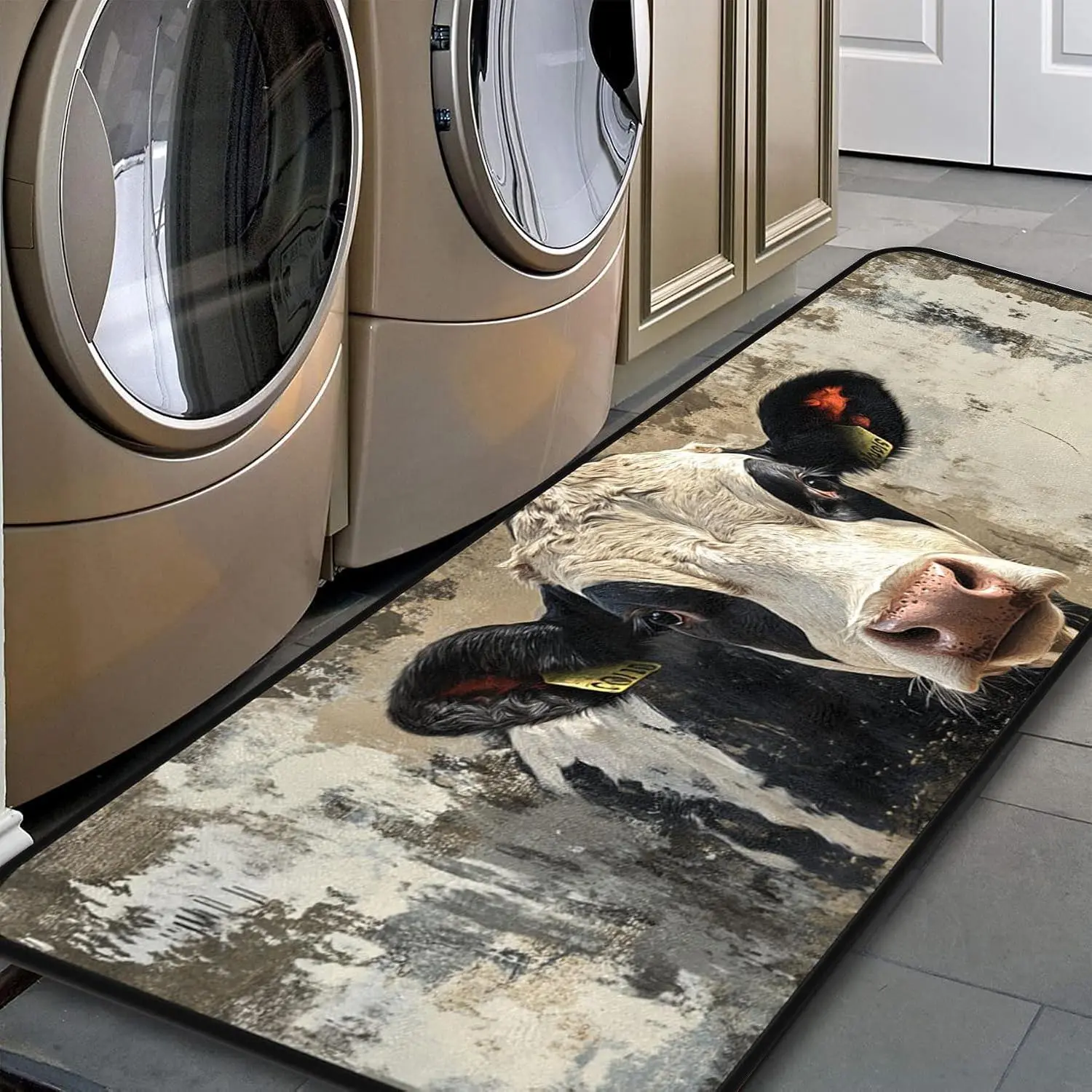 Cow Kitchen Room Mat, 20''x48'' Laundry Room Rug Runner,Floor Mat Runner for Bathroom, and Mudroom