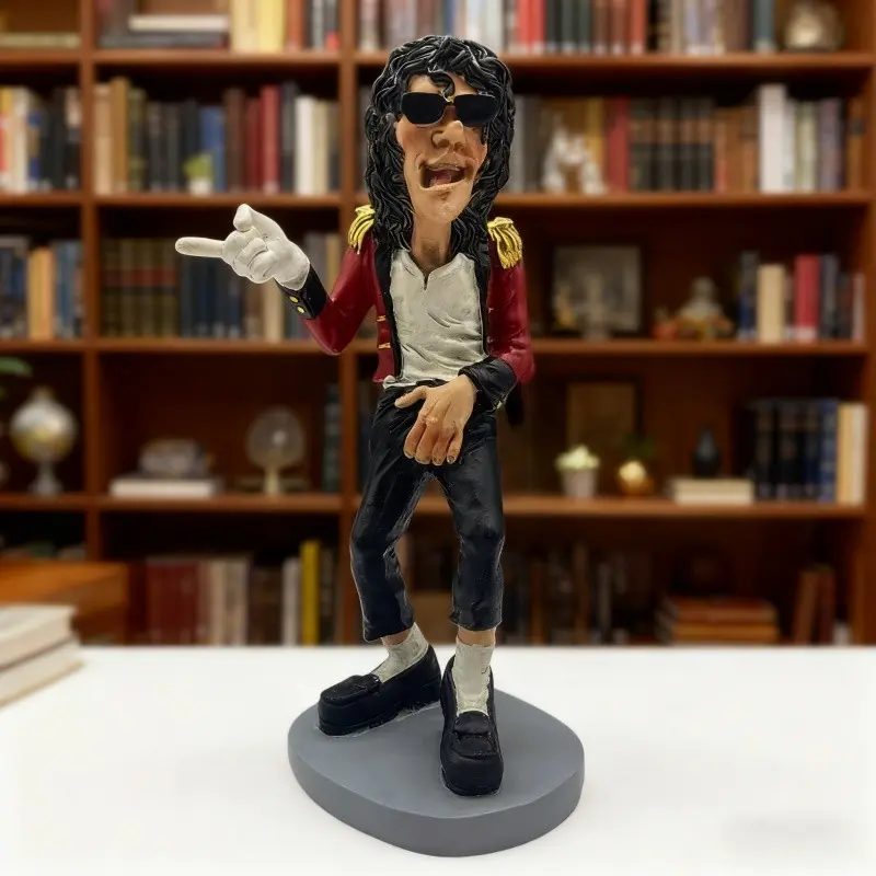 Cartoon Pop Star Dancer Resin Sculpture, Classic Decorative Piece, Vintage Home Bar Desk Ornament, Music Collectors' Gift