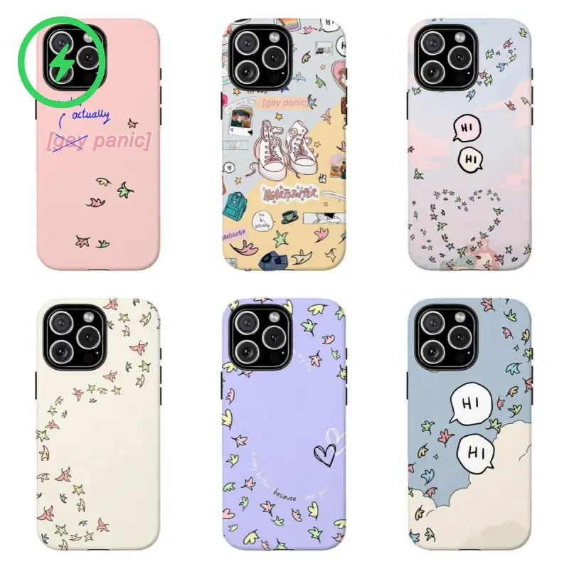 Magsafe iPhone Case Custom Heartstopper Leaf Confetti Phone Case - Polycarbonate Soft Pastel LGBT Coquette Phone Aesthetic, Shockproof, Wireless Charging Compatible, for iPhone 11-17 Pro Max, Anime Lover Gift