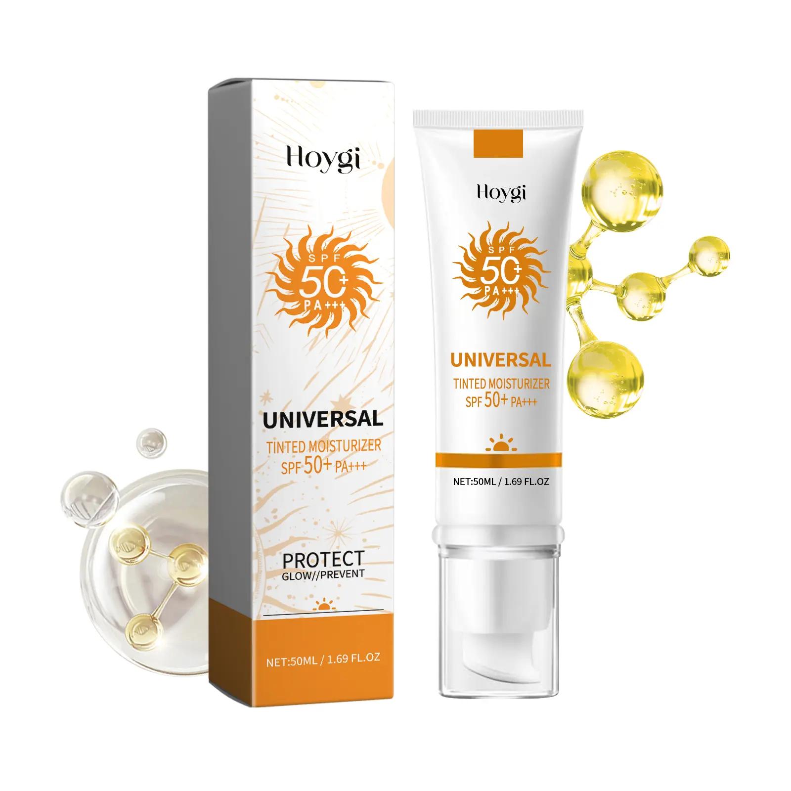 Tinted Face Moisturizer Sunscreen with Titanium - SPF 50 PA+++, Hydrating Moisturizing, Skin Repair, Water-Resistant, Non-Greasy, Sunburn & Tanning Prevention, Universal for All Skin Types, Beauty Facial Skincare, Uv Protection, Tinted Finish, Cream