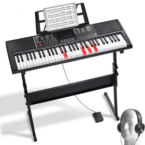 VEVOR 61 Key Digital Keyboard Piano, 200 Tones 200 Rhythms, Electric Portable Piano Keyboard Kit with 60 Demo Songs Built - In Dual Speakers Headphones, Piano Stickers for Beginners Learning