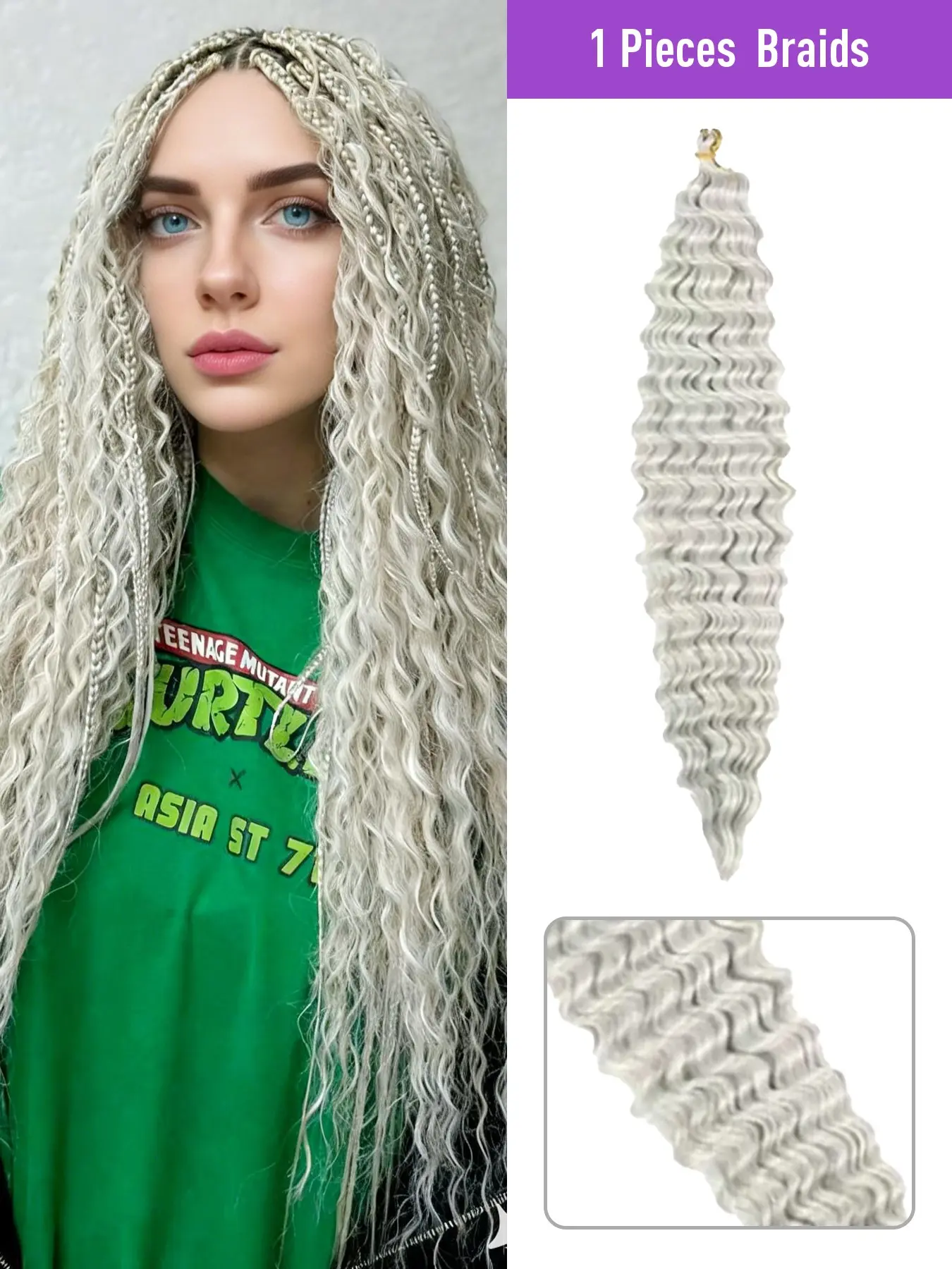 30inch 100G Curly Wave Hair Extensions, High Temperature Fiber GREY Pink Brown Ombre Burgundy Color Synthetic Extension Hair Suitable For Women Daily Holiday Party Festival