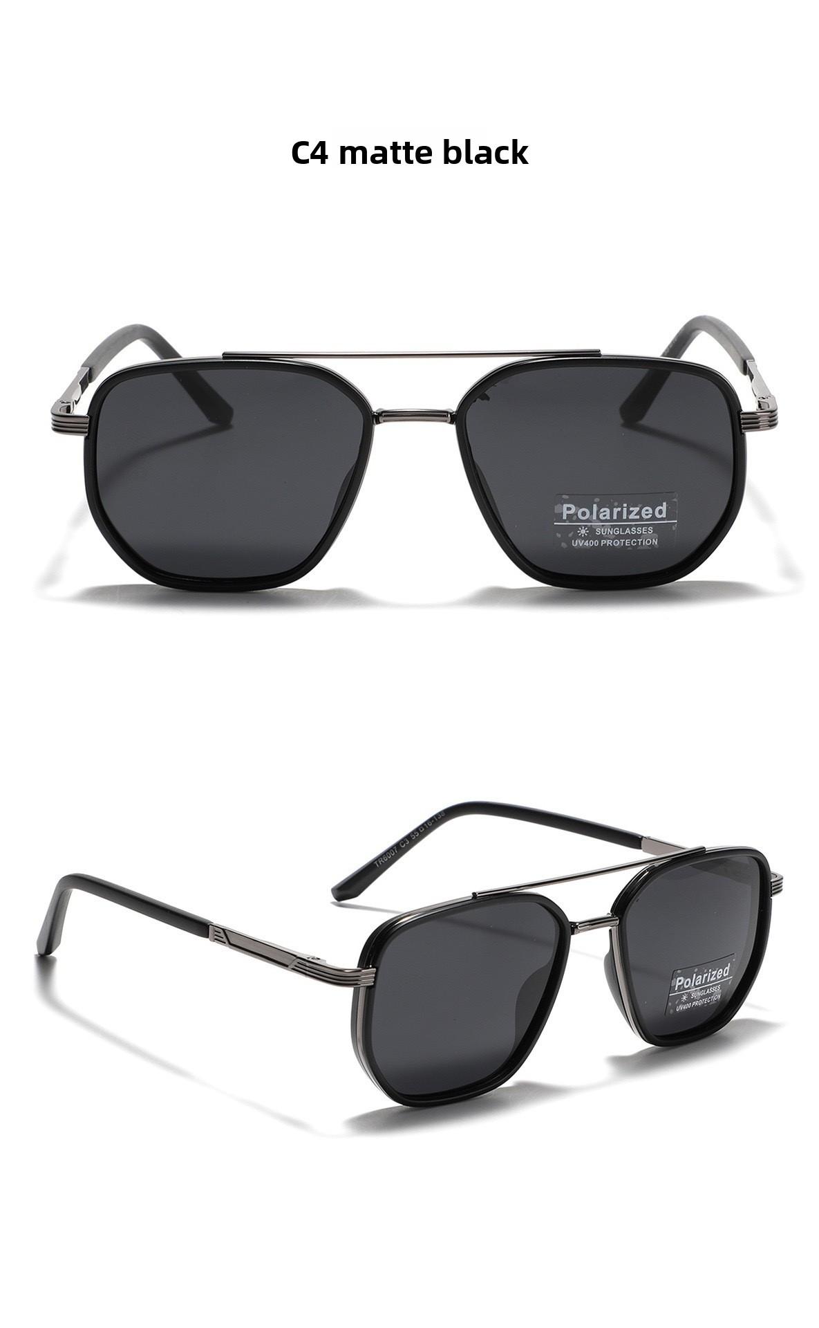 Classic Geometric Double Beam Sunglasses for Women Men Polarized Retro Tattoo Sunglasses for Travel Driving&Anti-Glare Eye Protection