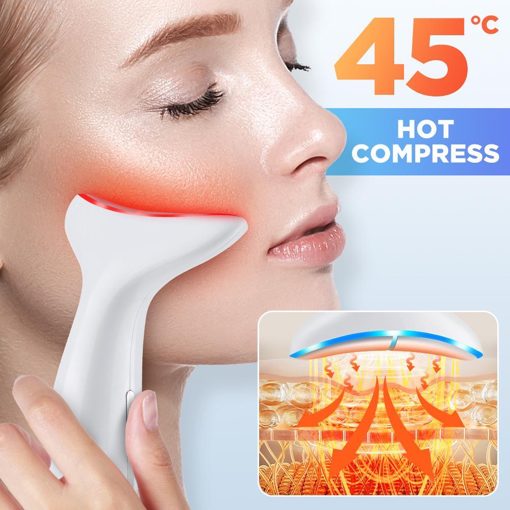 3 Colors Light Facial & Neck Massager, 4 Modes Adjustable Facial & Neck Massage Tool, Professional Skin Care Tool for Women