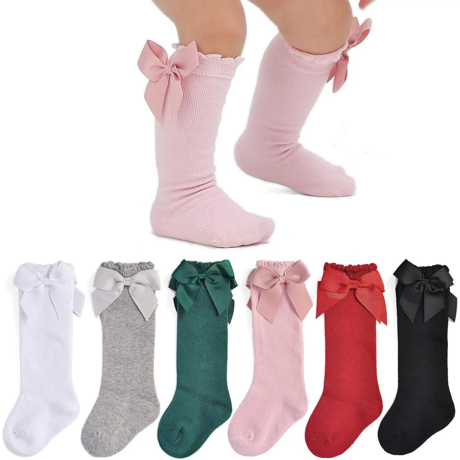 Baby Girls Knee High  Cotton Unim  Tube Ruffled Stockings Newborn Infant Toddler (Pack of 3/5) smocks breathable