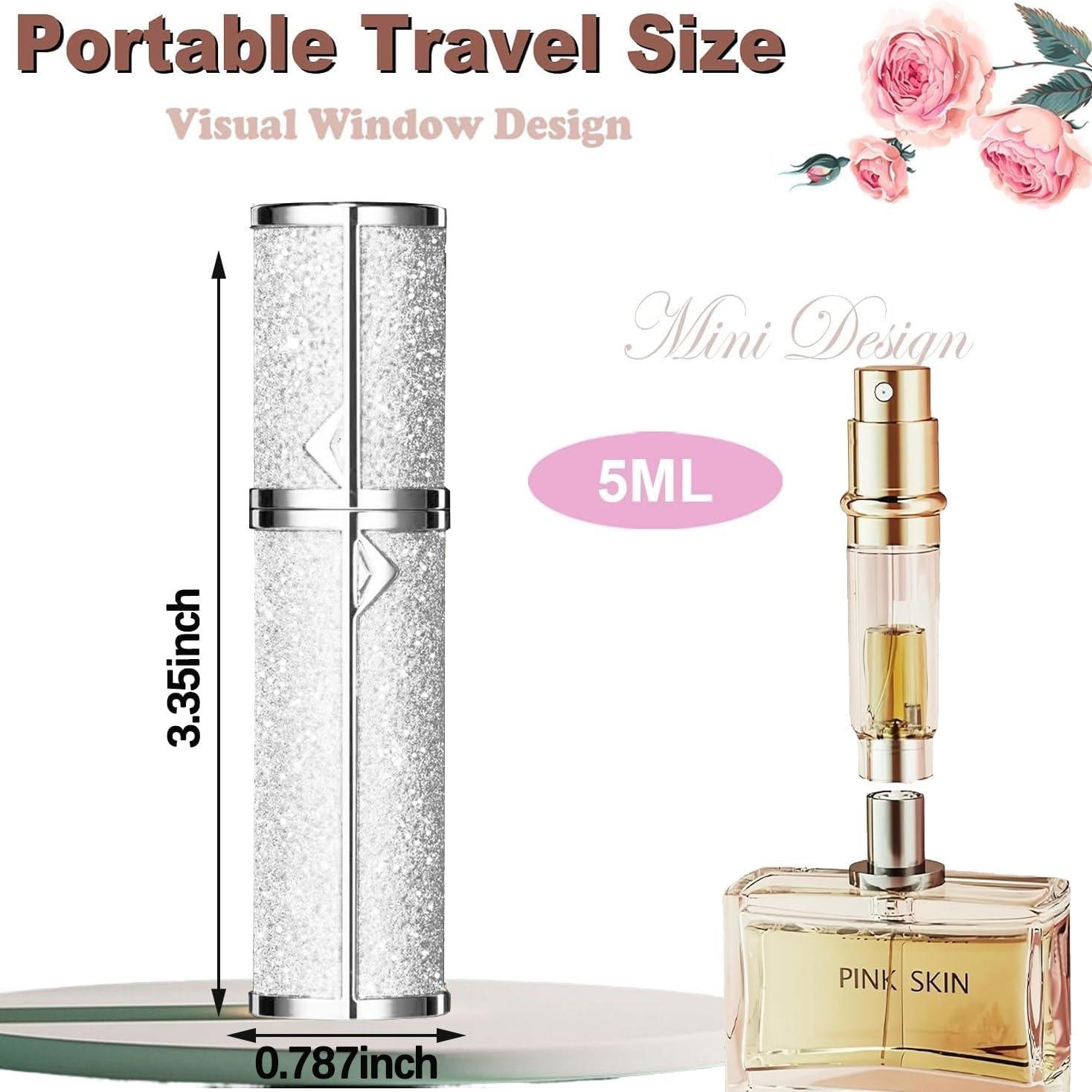 Pink Sparkling Travel Perfume Bottle, 1 Count Refillable Atomizer, Perfume Atomizer Bottle for Travel, Scent Sprayer Pump Fill Tool
