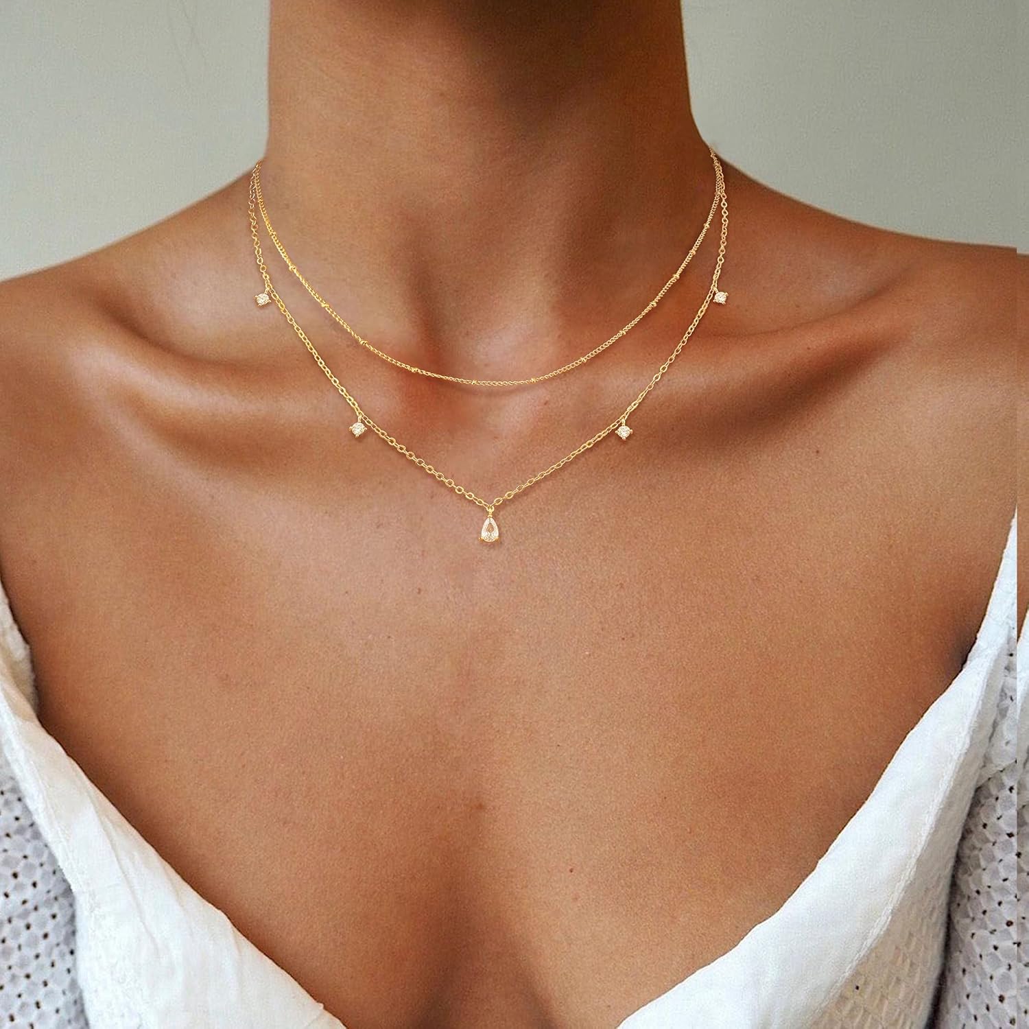 Layered Necklaces For Women,Dainty Gold Plated Necklace Stack Prom Layering Necklaces For Women Trendy Chain Cross Choker Necklace Set Fashion Accessories