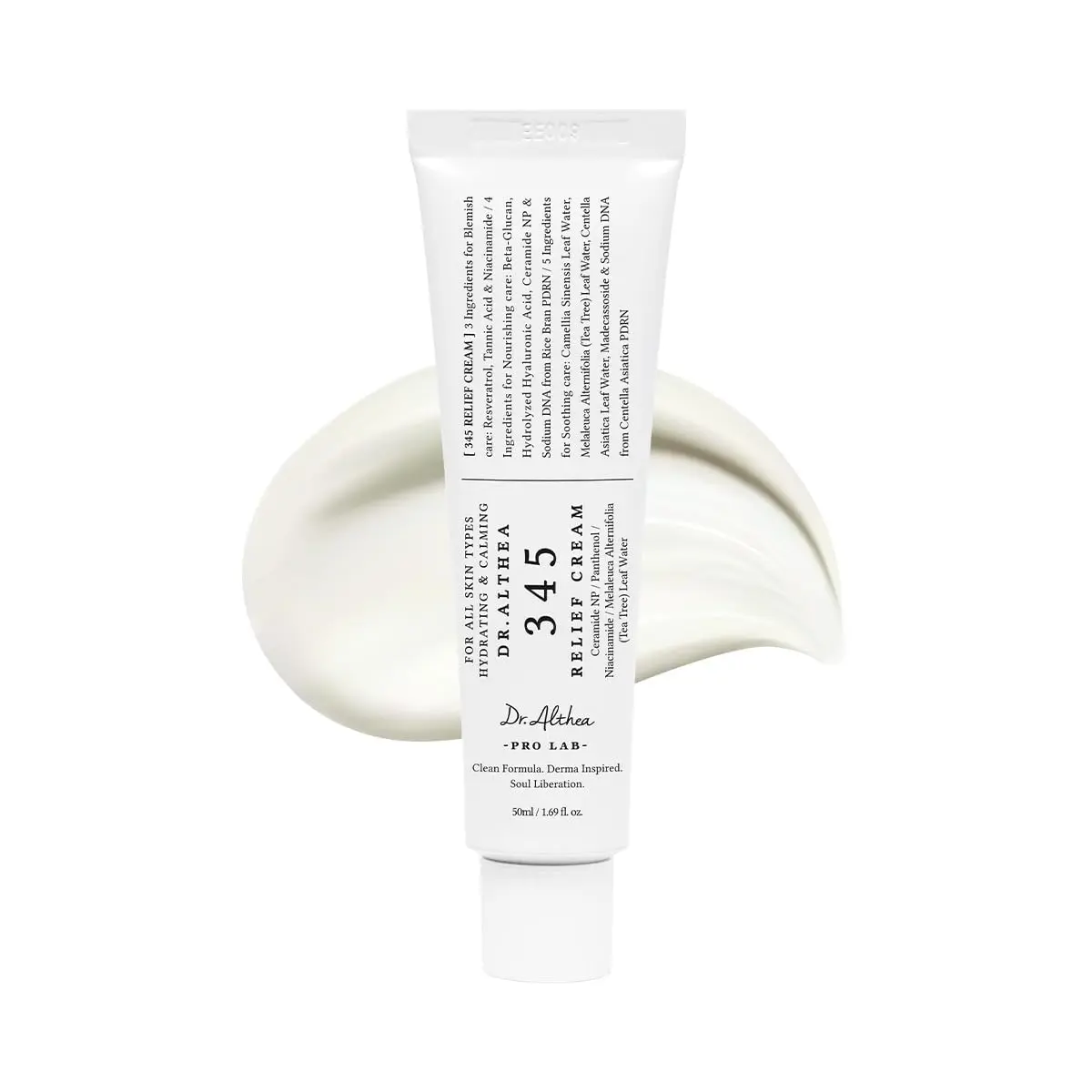 Relief Cream| Korean Vegan Moisturizer for Soothing Redness & Acne with Niacinamide Ceramide| Lightweight Face Cream for Sensitive Skin, 50 ml