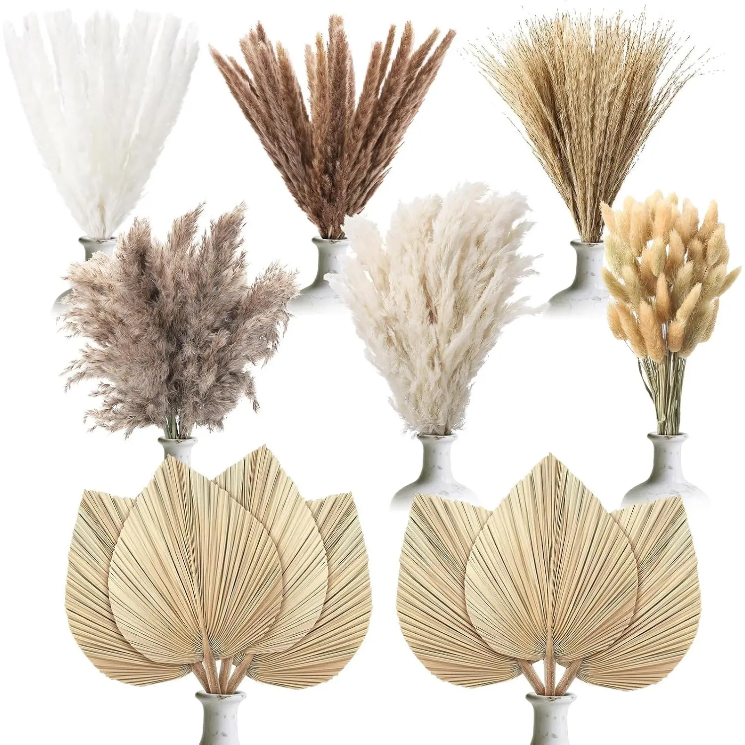 105 count Boho Dried Pampas Grass Decor Bulk